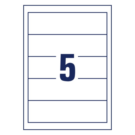 Stansritning enkelark A4, Artikel: C32267-10, flikinmatningsetiketter, hemmakontor, småförpackning, format: 54 x 190 mm, 5 stycken/ark.