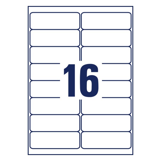 Stansritning enskilda ark A4, Artikel: J8162-25, Adressetiketter, Format: 99,1 x 33,9 mm, 16 etiketter/ark