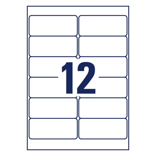 Stansritning Enkeltark A4, Artikel: L4743REV-25, Universaletiketter, avtagbara, Format: 99,1 x 42,3 mm, 12 etiketter/ark.