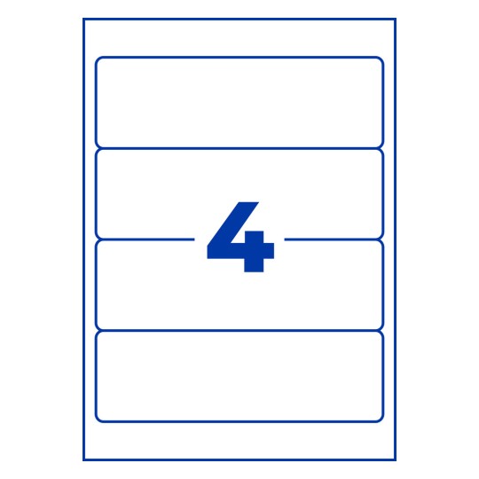 Stansritning Enskilt ark A4, Artikel: L4761-10, Pärm-etiketter, Hemmakontor, Liten förpackning, Format: 61 x 192 mm, 4 etiketter/ark?