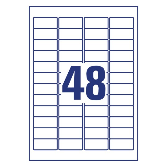 Stansritning enskilt ark A4, Artikel: L4778REV-20, Väderbeständiga etiketter, avtagbara, Format: 45,7 x 21,2 mm, 48 etiketter/ark?