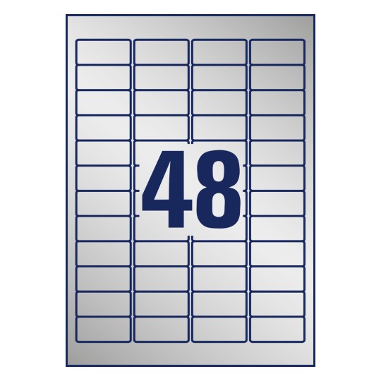 Stansritning Enkelark A4, Artikel: L6009-20, Typetiketter, Format: 45,7 x 21,2 mm, 48 etiketter/ark.