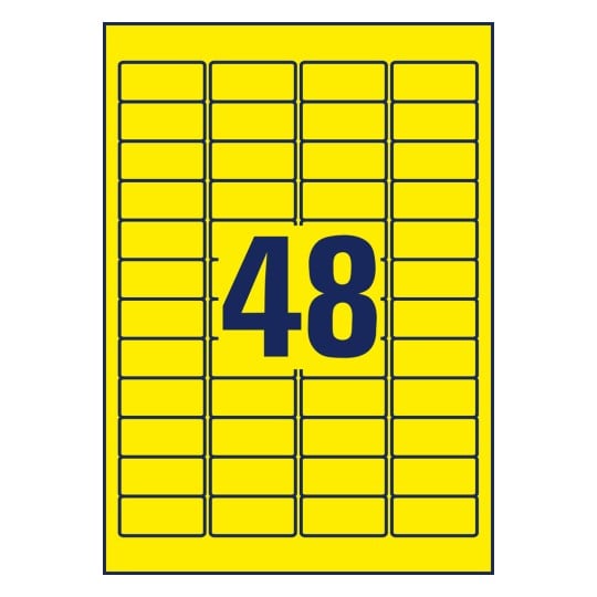 Stansritning enskild A4-ark, Artikel: L6103-20, Väderbeständiga folieetiketter, Format: 45,7 x 21,2 mm, 48 etiketter/ark.