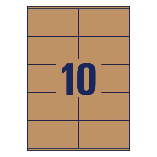 Stansritning enkelsidigt A4, Artikel: L7108-25, Naturligt bruna etiketter, Format: 105 x 57 mm, 10 etiketter/ark?