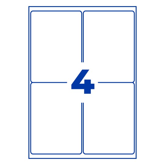 Stansritning Enskilt ark A4, Artikel: L7169B-100, Fraktetiketter, Format: 99,1 x 139 mm, 4 etiketter/ark.