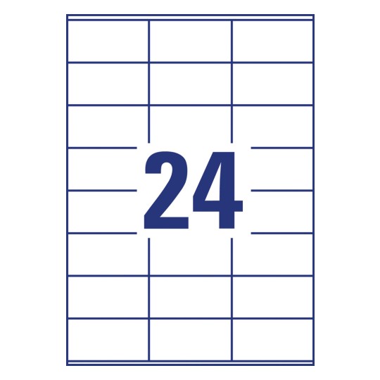 Stansritning, enkla ark A4, Artikel: L7180-100, Format: 70 x 36 mm, 24 etiketter/ark