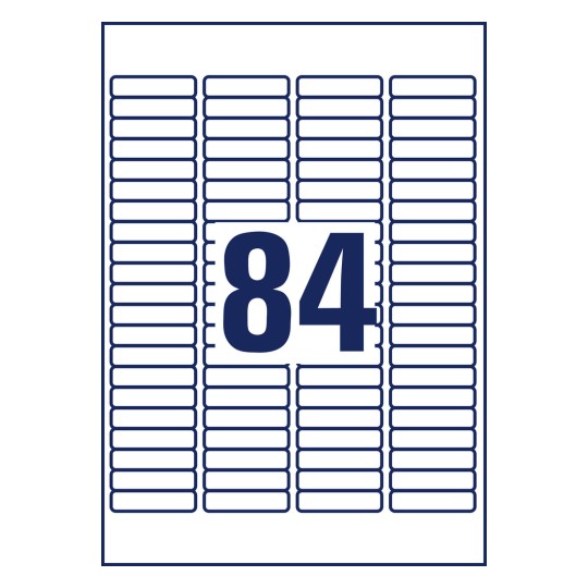 Stansritning Enkelark A4, Artikel: L7656-25, Mini-organisationsetiketter, Format: 46 x 11,1 mm, 84 etiketter/ark