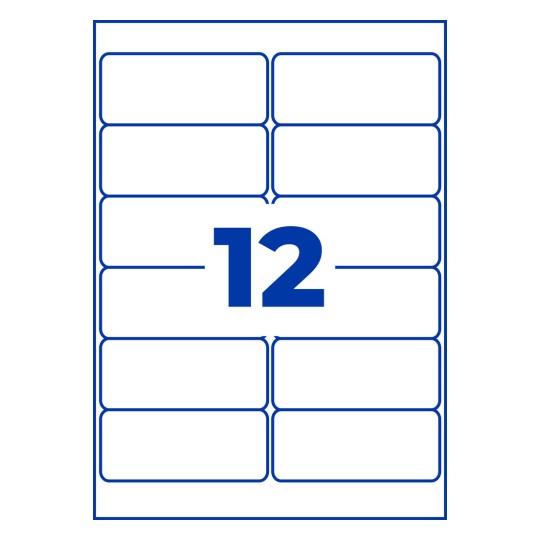 Stansritning enkel ark A4, Artikel: L7913-10, Ultraresistenta folietiketter, Format: 99,1 x 42,3 mm, 12 etiketter/ark