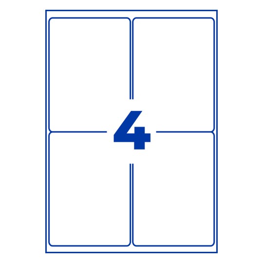 A4 Stansark, Artikel: L7915-10, ultraresistenta folieetiketter, format: 99,1 x 139 mm, 4 etiketter/ark.