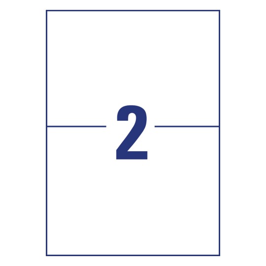 Stansritning enskilt ark A4, Artikel: L7916-10, Ultraresistenta folietiketter, Format: 210 x 148 mm, 2 etiketter/ark.