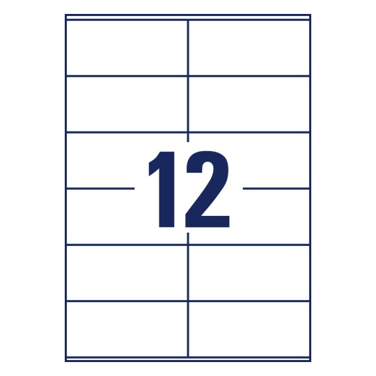 Stansritning Enskilt ark A4, Artikel: LR3424-10, Återvinningsetiketter, Hemmakontor, Småförpackning, Format: 105 x 48 mm, 12 etiketter/ark