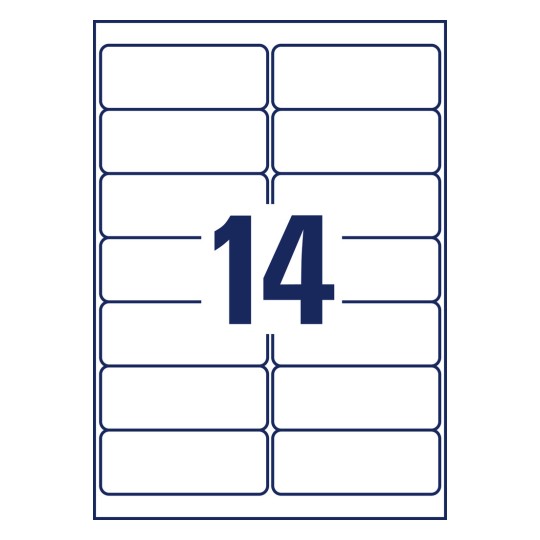 Stansritning Enkelark A4, Artikel: LR7163-100, Återvinningsadressetiketter, Format: 99,1 x 38,1 mm, 14 etiketter/ark