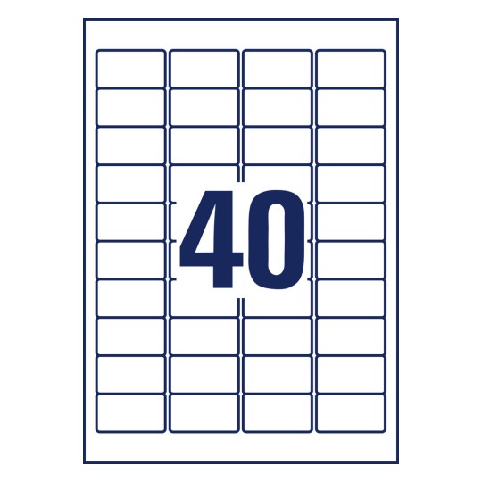 Stansritning enkla ark A4, Artikel: LR7654-100, Återvinningsadressetiketter, Format: 45,7 x 25,4 mm, 40 etiketter/ark