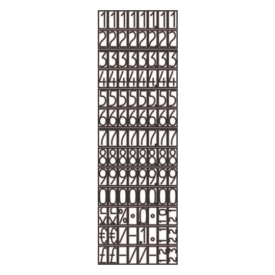 Figur Symbolöversikt, Artikel: PL1/8, Prisetikettare, 1-radig, Format: 165 x 280 x 75 mm.
