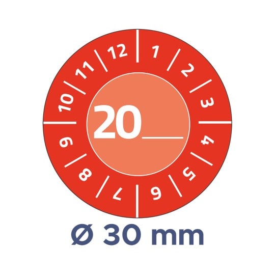 Bilden visar en cirkulär mätare med siffror från 1 till 12 runt omkretsen och det centrala numret 20, vilket indikerar en mätning med en diameter på 30 mm.