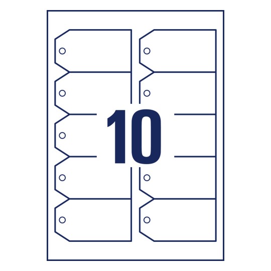Stansritning enkelark, Artikel: T2002-10, Taggar, Format: 90 x 50 mm, 10 taggar/ark?