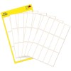 Förpackningsbild med ark av etiketter: Avery Zweckform Allroundetiketter, artikel: 3076, format: 38 x 14 mm, innehåll: 90 etiketter / 6 ark, 15 etiketter/ark.