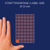 Storleksjämförelse med hand, artikel: 3147, ett ark märkningspunkter, format: ⌀ 12 mm, färg: neonröd.