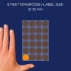 Storleksjämförelse med hand, artikel: 3173, ett ark med markeringspunkter, format: ⌀ 18 mm, färg: neonorange?