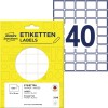 Förpackningsbild med etikettark: Avery Zweckform allroundetiketter, Artikel: 3318, Format: 22 x 18 mm, Innehåll: 1.200 etiketter / 30 ark, 40 etiketter/ark.