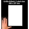 Storleksjämförelse med hand, artikel: 3418, ett ark universaletiketter, format: 200 x 297 mm, färg: vit?