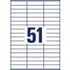 Stansritning Enskild ark A4, Artikel: 3420, Universal-etiketter, Format: 70 x 16,9 mm, 51 etiketter/ark
