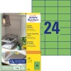 Förpackningsbild med etikettark: Avery Zweckform Färgade Etiketter, Artikel: 3450, Format: 70 x 37 mm, Tryckkapacitet: Bläckstråle, Svartvitt laser, Färglaser, Innehåll: 2.400 etiketter / 100 ark, 24 etiketter/ark