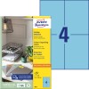 Förpackningsbild med etikettsark: Avery Zweckform Färgade etiketter, Artikel: 3457, Format: 105 x 148 mm, Utskriftsändamål: Bläckstråle, Laser s/v, Färglaser, Innehåll: 400 etiketter / 100 ark, 4 etiketter/ark.