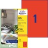 Förpackningsbild med etikettsark: Avery Zweckform Färgade etiketter, Artikel: 3470, Format: 210 x 297 mm, Utskriftslämplighet: Bläckstråle, laser svart/vit, färglaser, Innehåll: 100 etiketter / 100 ark, 1 etikett/ark.
