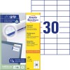 Förpackningsbild med etikettsark: Avery Zweckform Universal-etiketter, Artikel: 3489, Format: 70 x 29,7 mm, Utskriftslämplighet: Bläckstråle, Laser s/v, Färglaser, Innehåll: 3 000 etiketter / 100 ark, 30 etiketter/ark.