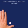 Storleksjämförelse med hand, artikel: 3516, ett ark fotokett, format: 12 x 12 mm, färg: vit.
