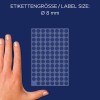 Storleksjämförelse med hand, Artikel: 3591, ett ark markeringspunkter, Format: ⌀ 8 mm, Färg: Blå?