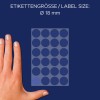 Storleksjämförelse med hand, artikel: 3596, ett ark markeringspunkter, format: ⌀ 18 mm, färg: blå?
