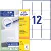 Bild på förpackning med etikettsark: Avery Zweckform Universaletiketter, Artikel: 3661, Format: 70 x 67,7 mm, utskriftslämplig: Inkjet, Laser svart/vit, Färglaser, Innehåll: 1.200 etiketter / 100 ark, 12 etiketter/ark.