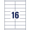 Stansritning enkelark A4, Artikel: 3665, Universaletiketter, Format: 105 x 33,8 mm, 16 etiketter/ark.