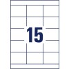 Stansritning Enkelark A4, Artikel: 3669, Universal-etiketter, Format: 70 x 50,8 mm, 15 etiketter/ark.