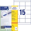 Förpackningsbild med etikettark: Avery Zweckform Universal-etiketter, Artikel: 3669, Format: 70 x 50,8 mm, Skrivarutrustning: Bläckstråle, Laser s/v, Färglaser, Innehåll: 1.500 etiketter / 100 ark, 15 etiketter/ark.