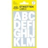 Förpackningsbild: Avery Zweckform bokstäver och siffror, artikel: 3786, format: 85 x 160 mm, innehåll: 28 klistermärken / 2 ark, 14 klistermärken/ark?