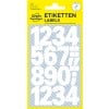 Förpackningsbild: Avery Zweckform Bokstäver och Siffror, Artikel: 3787, Format: 85 x 160 mm, Innehåll: 28 klistermärken / 2 ark, 14 klistermärken/ark.