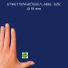 Storleksjämförelse med hand, Artikel: 3858, ett ark betygpunkter, Format: ⌀ 19 mm, Färg: Grön?