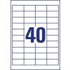 Stansritning enkelark A4, artikel: 4780-65, universaletiketter, format: 48,5 x 25,4 mm, 40 etiketter/ark.