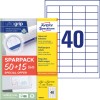 Förpackningsbild med etikettark: Avery Zweckform Universal-etiketter, artikel: 4780-65, format: 48,5 x 25,4 mm, skrivarlämplighet: bläckstråle, svartvit laser, färglaser, innehåll: 2.600 etiketter / 65 ark, 40 etiketter/ark?