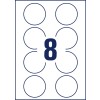 Stansritning enkelark A4, Artikel: 5081, runda etiketter, avtagbara, format: ⌀ 65 mm, 8 etiketter/ark.