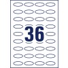 Stansritning enkelark A4, Artikel: 5086, Ovala etiketter, avtagbara, Format: 40 x 20 mm, 36 etiketter/ark?
