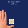 Storleksjämförelse med hand, artikel: 56817, ett ark klistermärken på rulle, format: ⌀ 38 mm, färg: guld?