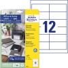 Förpackningsbild med etikettark: Avery Zweckform-etiketter, hemmakontor, liten förpackning, artikel: 6123, format: 97 x 42,3 mm, utskriftsegenskaper: Inkjet, laser svart/vitt, färglaser, innehåll: 120 etiketter / 10 ark, 12 etiketter/ark.