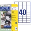 Förpackningsbild med etiketark: Avery Zweckform Etiketter, Hemmakontor, Liten förpackning, Artikel: 6126, Format: 48,5 x 25,4 mm, Utskriftsanpassning: Inkjet, Laser s/v, Färglaser, Innehåll: 400 etiketter / 10 ark, 40 etiketter/ark.