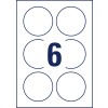 Stansritning enkel ark A4, Artikel: 6229-10, Runda etiketter, Format: ⌀ 80 mm, 6 etiketter/ark.