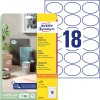 Förpackningsbild med etikettsark: Avery Zweckform Ovala Etiketter, Artikel: 6242-10, Format: 63,5 x 42,3 mm, Utskriftslämplighet: Bläckstråle, Laser s/v, Färglaser, Innehåll: 180 etiketter / 10 ark, 18 etiketter/ark.