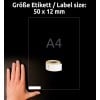 Storleksjämförelse med hand, Artikel: AS0722460, ett ark rulletiketter, format: 12 x 50 mm, färg: vit?